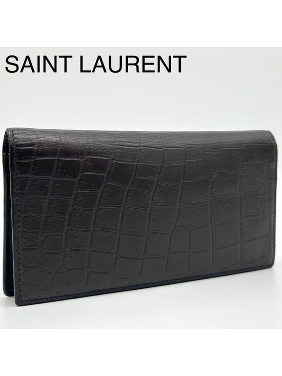 Yves Saint Laurent Handbags - Saint Laurent Croco Bifold Wallet Leather Brown